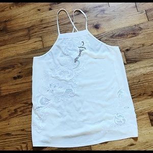 Express White High Neck Tank Top
